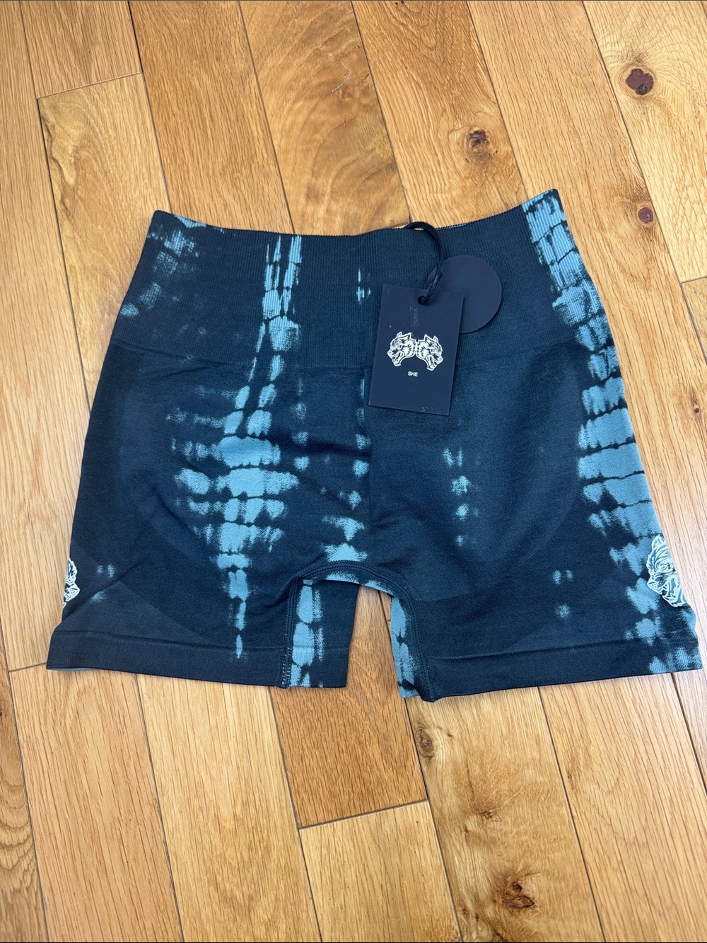 Darc Sport Black and Teal Tie-Dye Athletic Shorts